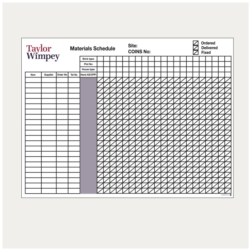 Material Schedule Board 